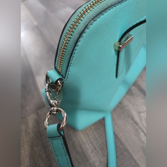 Kate Spade Mint Turquoise Bowler Satchel Crossbody Bag Y2K Classy Aqua Designer - Picture 10 of 13